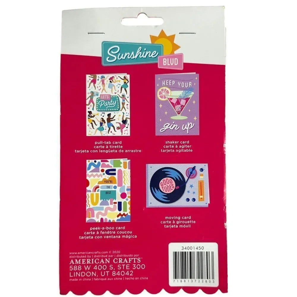 American Crafts 4 Interactive Greeting Cards‎ Invites Encouragement NIP